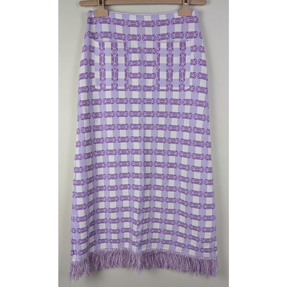 Baum Und Pferdgarten Violet Check Skirt w/ Fringe S